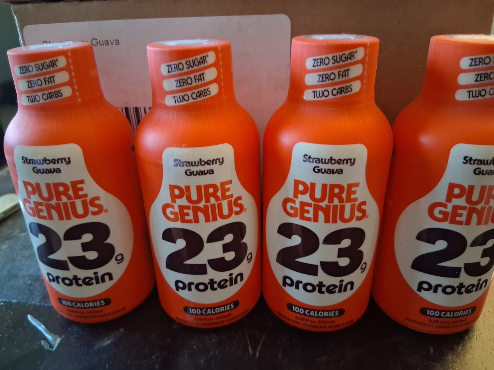 Pure Genuis 23g Protein Shot x24 Strawberry Guava
