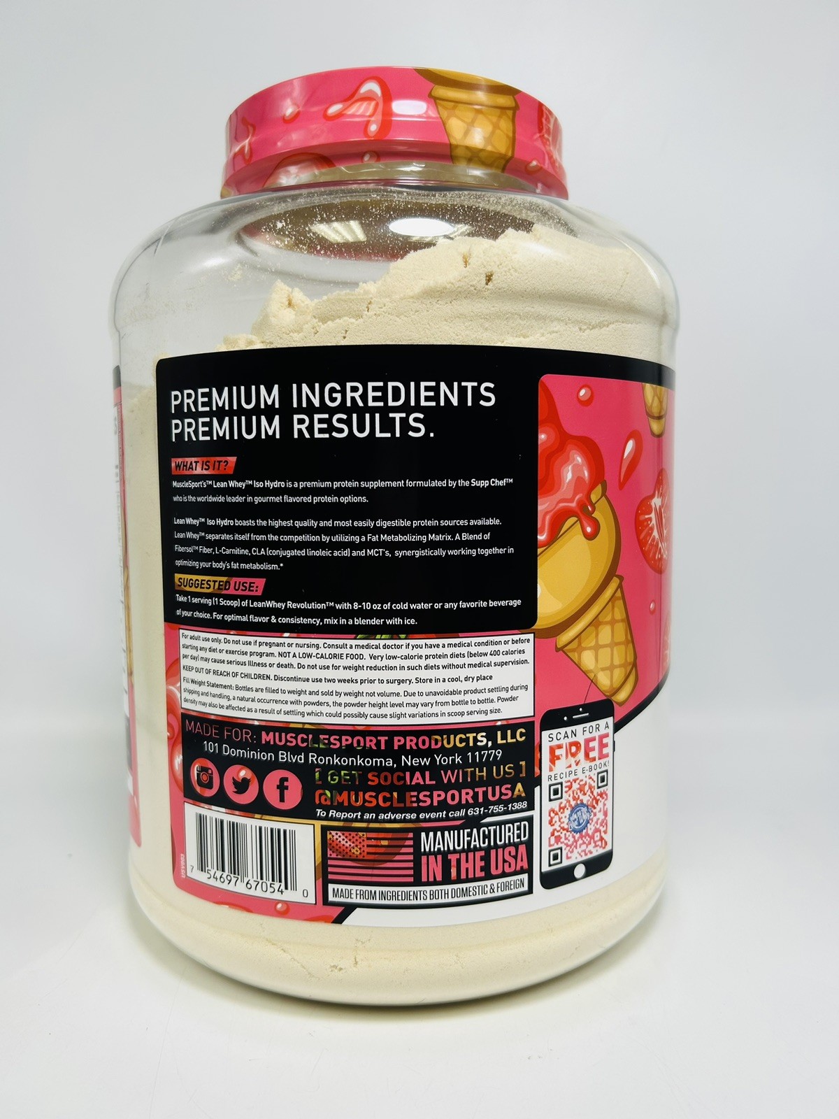 MuscleSport Lean Whey Revolution 5LB Strawberry *NEW SEALED EXP DATE 08/2027*