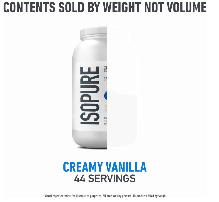 Isopure Zero Carb Whey Isolate Protein Powder Creamy Vanilla, 3 lbs