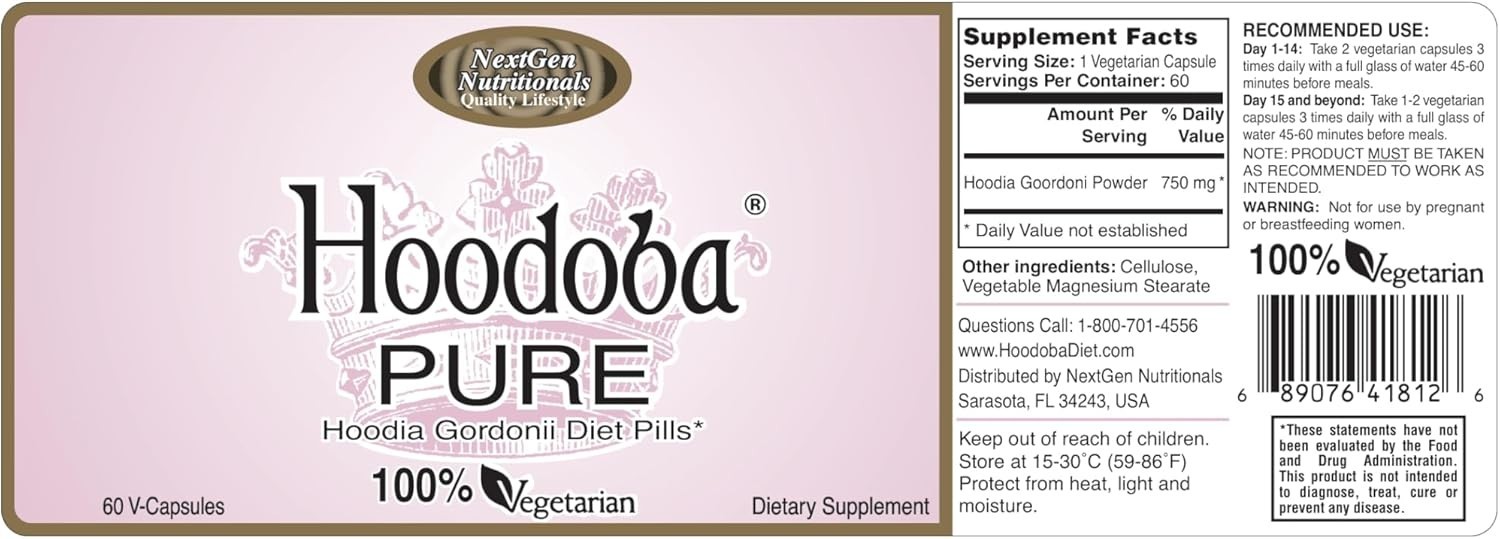Hoodoba® Pure 750MG hoodia gordonii 3 bottles