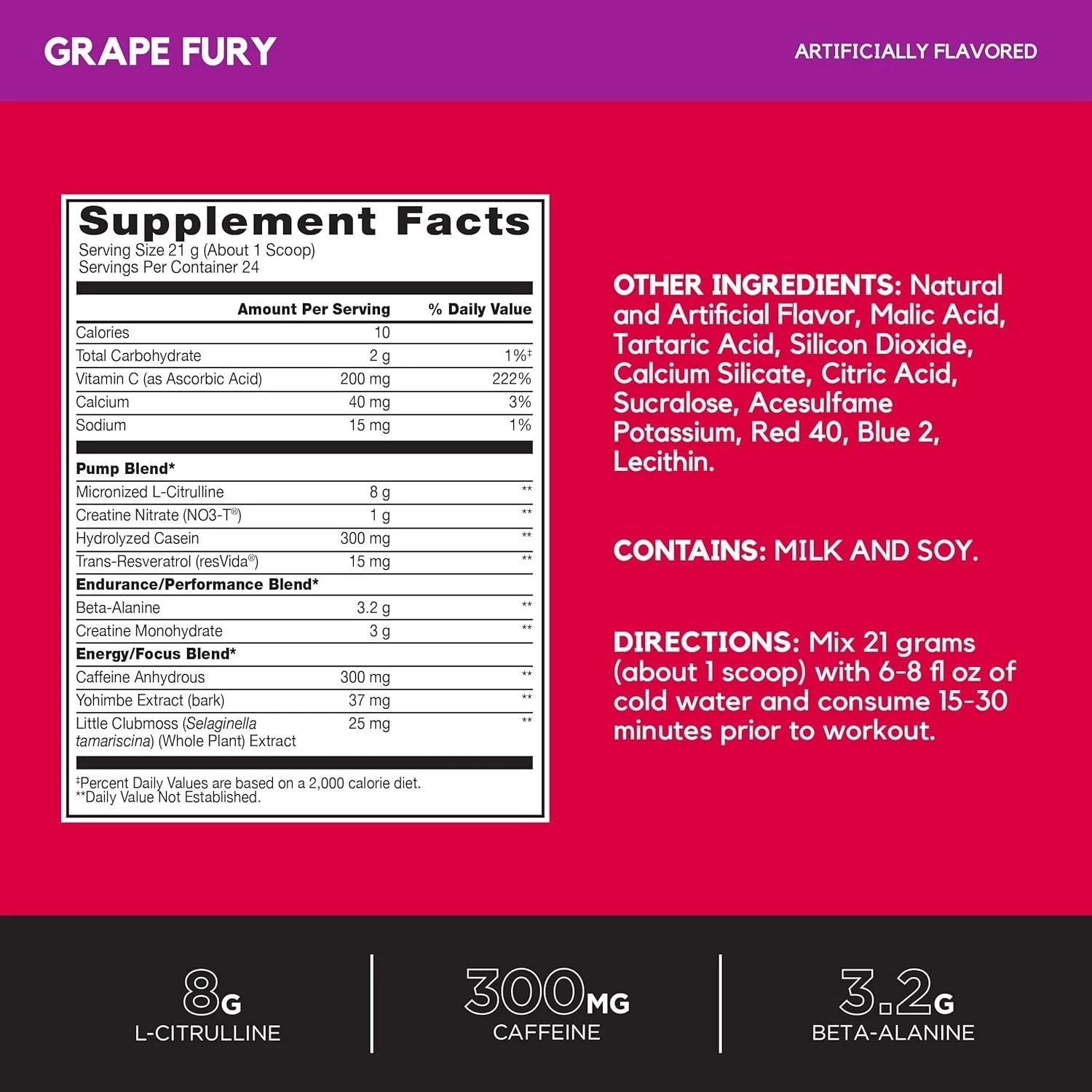 Explosive Energy with N.O.-XPLODE Vaso, Pre Workout Powder – Grape Fury, 1.1 lbs