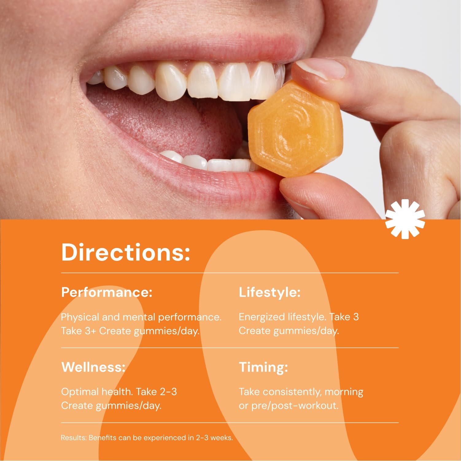 Create Creatine Monohydrate Gummies 1.5g Vegan Focus Strength 90ct Orange