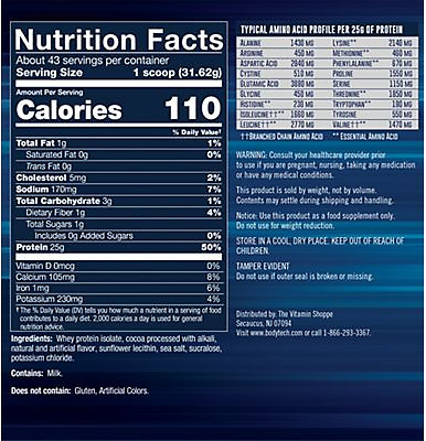 Whey Protein Isolate Powder – Decadent Chocolate (3 lbs./43 Servings)