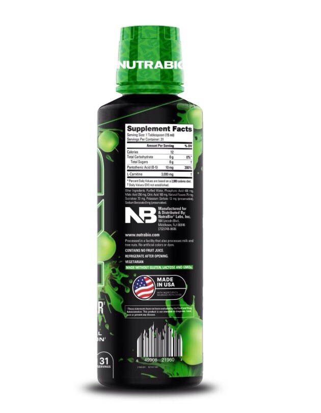 L-Carnitine 3000 – Metabolic Ignitor – Green Apple – 16 FL oz (NutraBio)