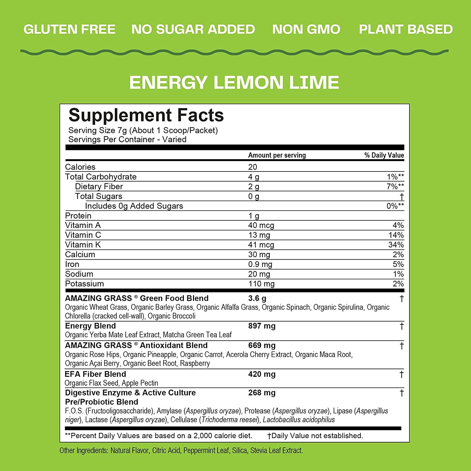 Amazing Grass, Greens Blend Energy, Powder, 14.8 oz, 60 Servings