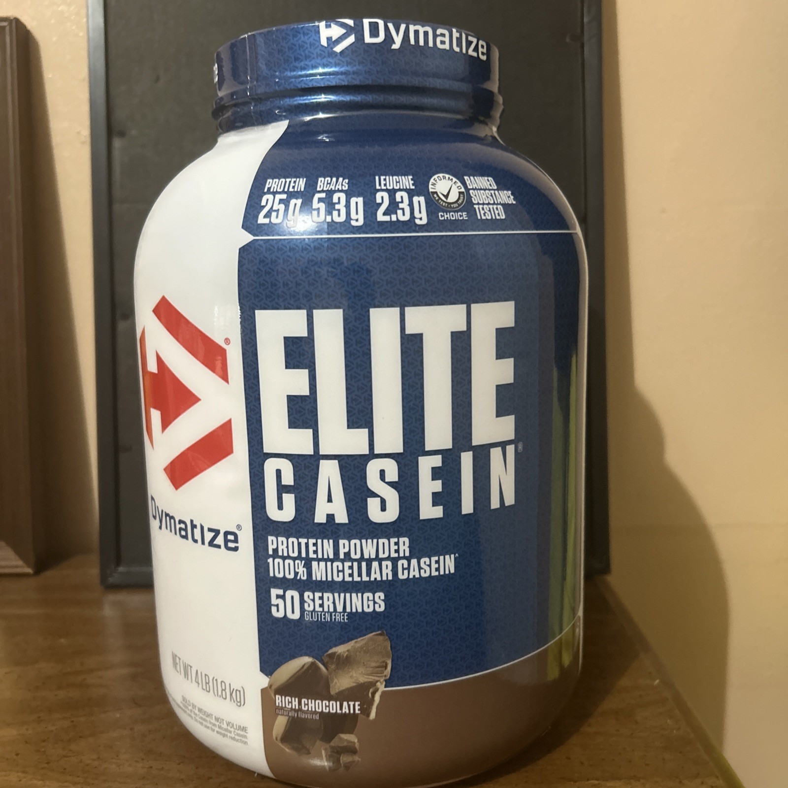 Dymatize Elite 100 Micellar Casein Slow Absorbing Protein Rich Chocolate 4 lbs.