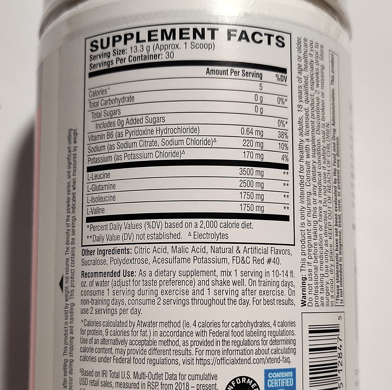 Xtend BCAA Powder Cherry Sugar-Free Muscle Recovery 30 Servings Exp. 7/26 Sealed