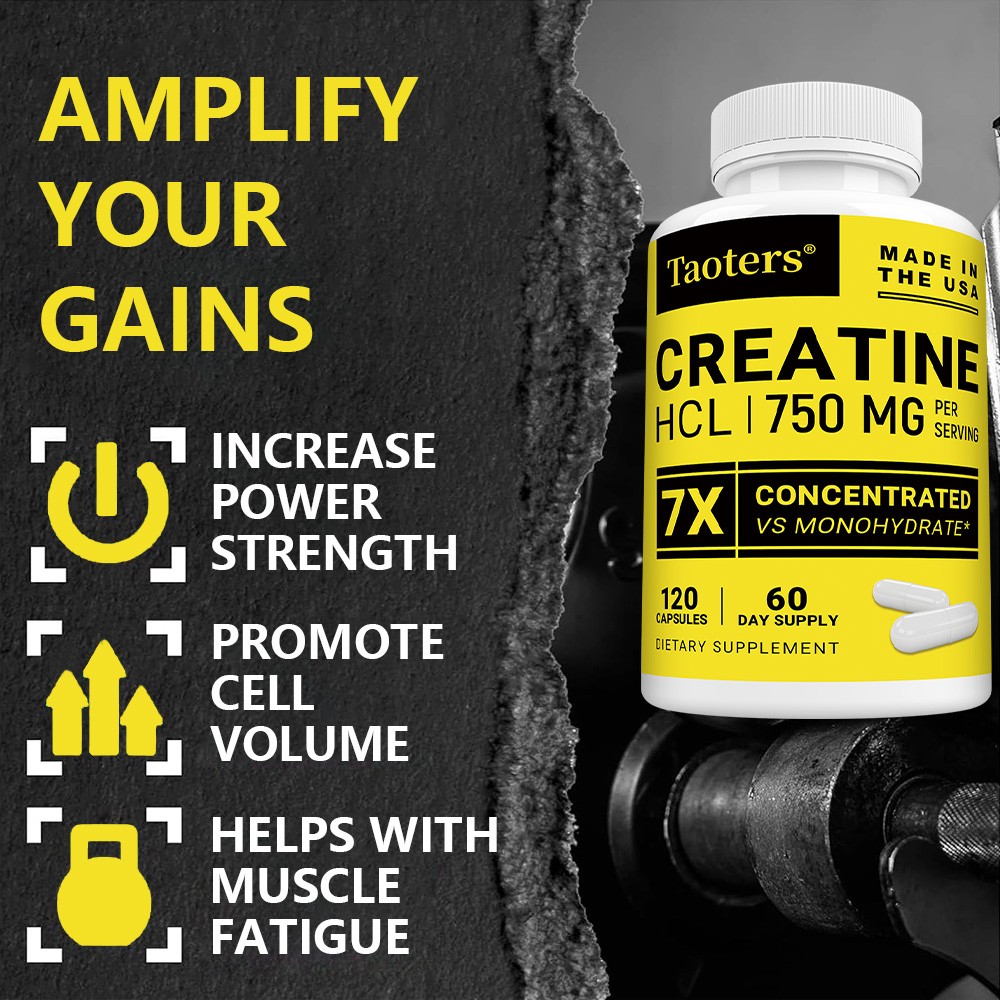 Creatine Hcl 750 Mg 30-120 Capsules Supports Immune Energy Health Muscle Growth