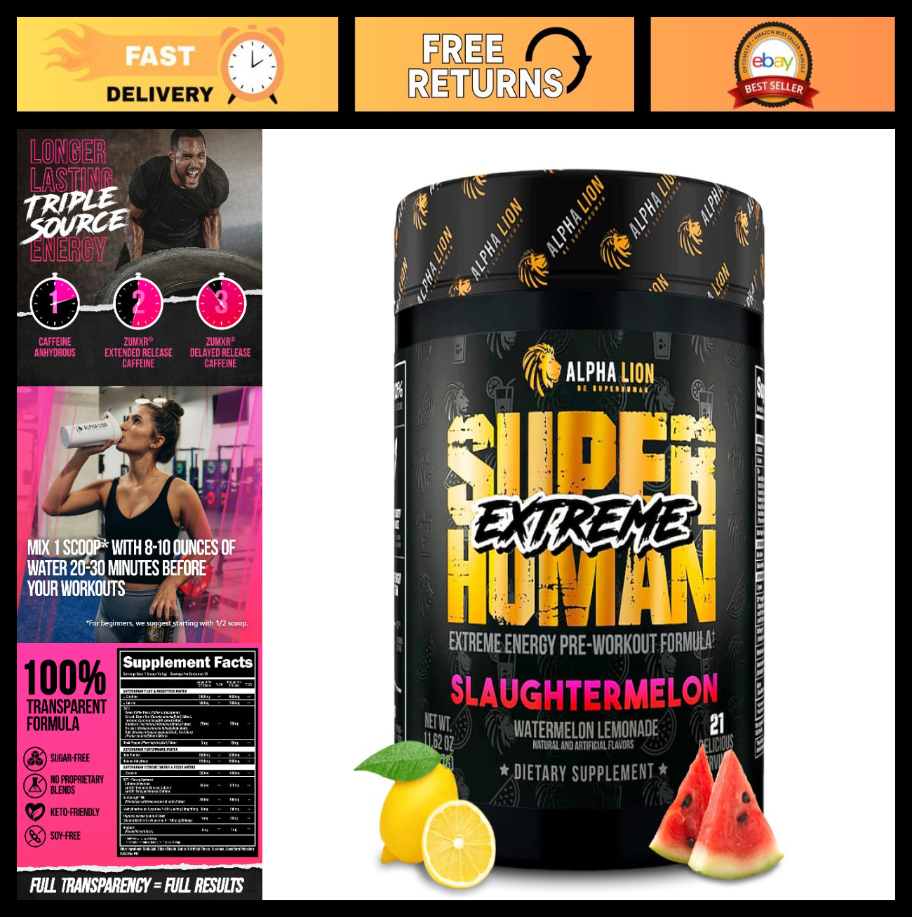 Extreme High Stim Pre Workout Powder – Beta Alanine, L-Taurine, 356mg Caffeine,