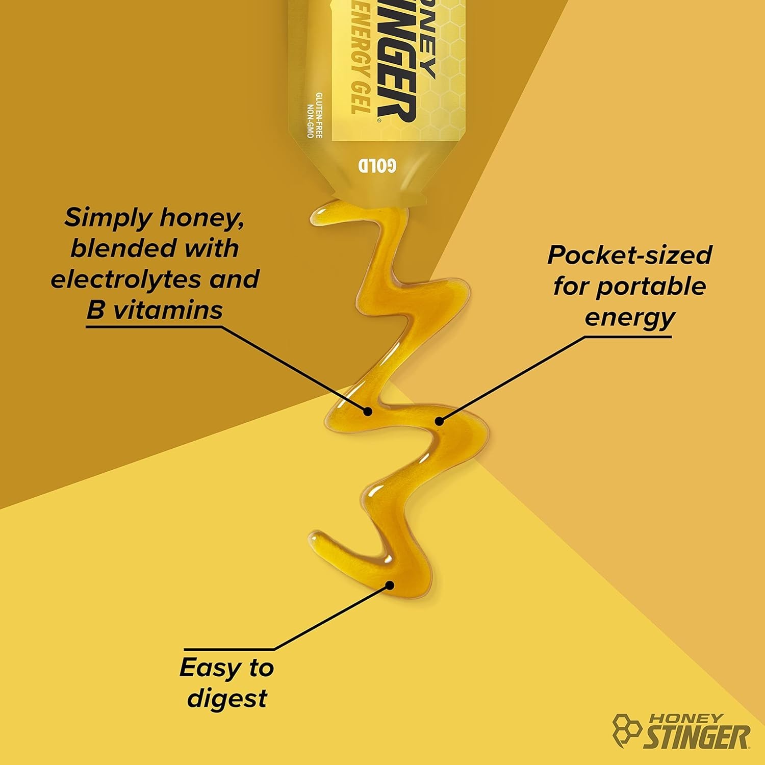 Gold Energy Gel 12 Pack, Honey-Based, Gluten Free & Caffeine Free, 1.1 oz Eac…
