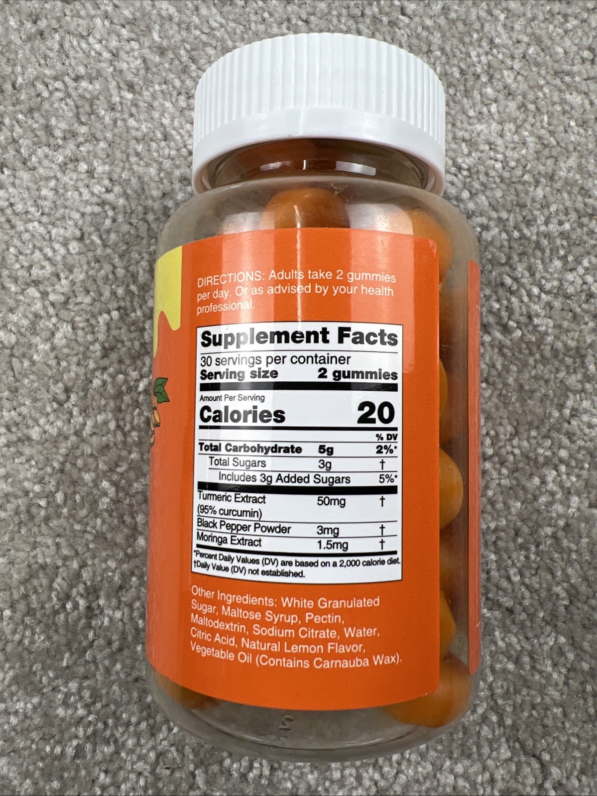 Careleaf Turmeric Gummies with Black Pepper & Moringa Lemon Flavor 60ct FreeShip