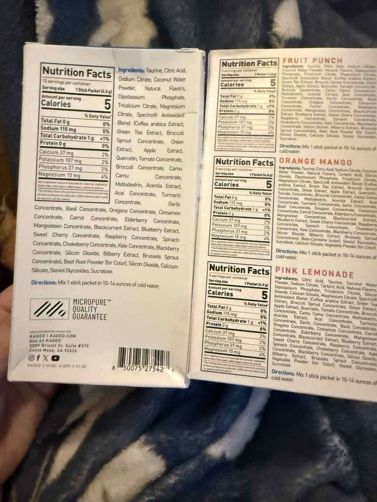 2 box variety Kaged Hydra-Charge Electrolytes Powder Drink Mix Sticks 30 packs