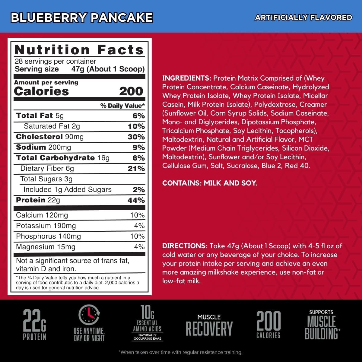 BSN Syntha-6 Blueberry Pancake Protein Powder Whey Casein 28 Servings Fiber