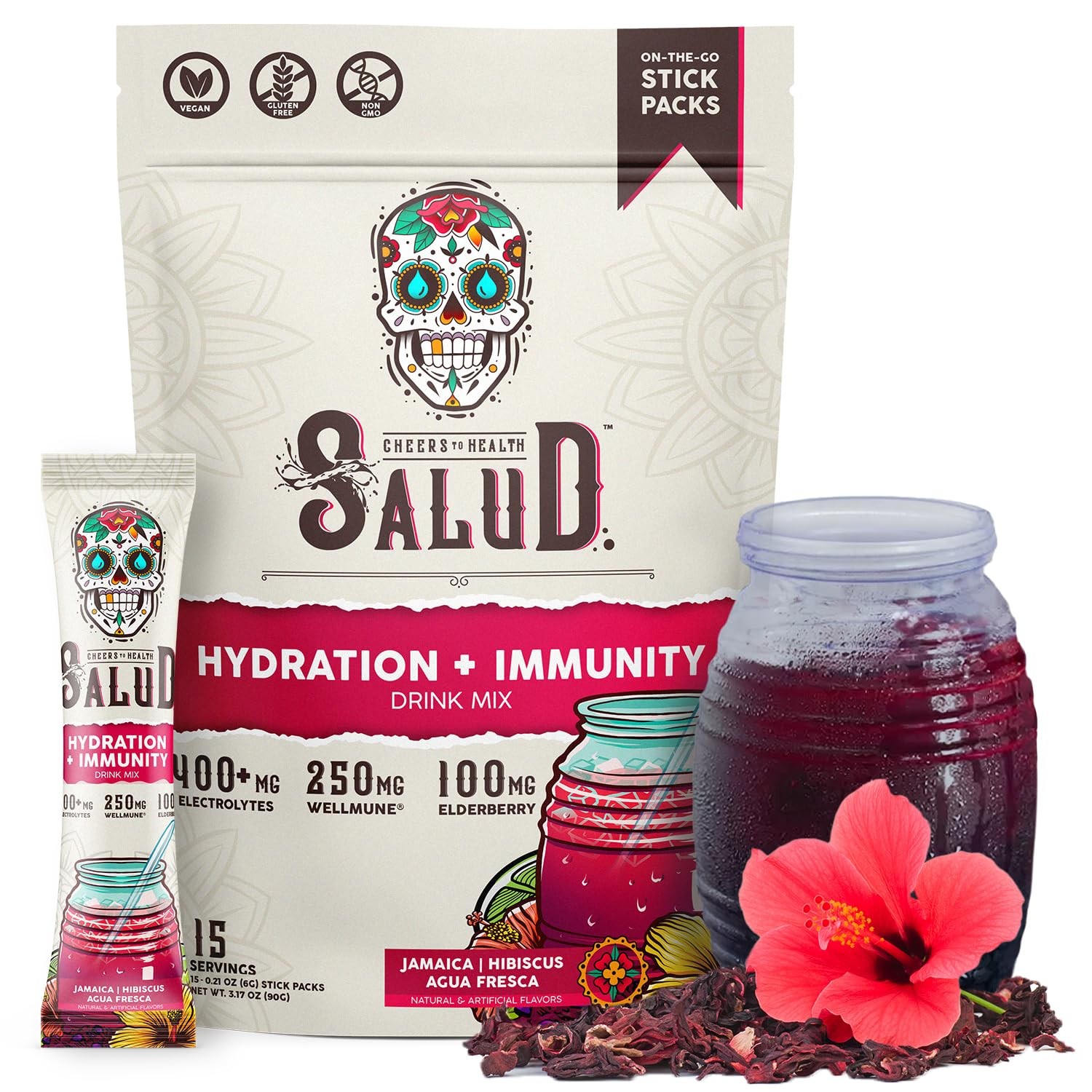 Salud 2-in-1 Hydration Packets + Immunity 0.21 Ounce (Pack of 15)