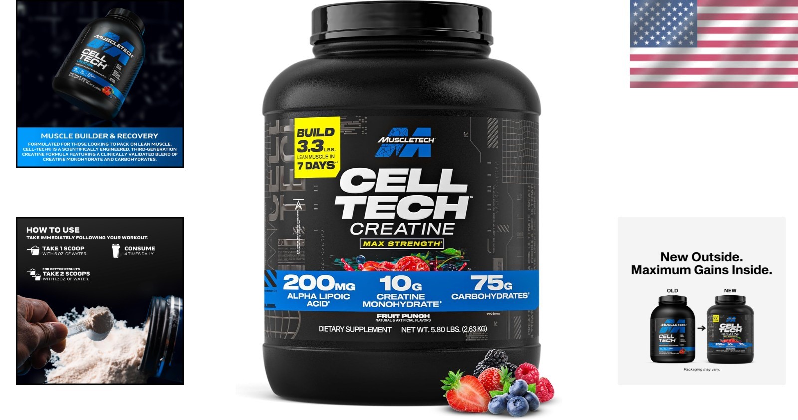 Ultra-Pure Creatine Monohydrate Powder for Muscle Growth – 6 lbs Fruit Punch