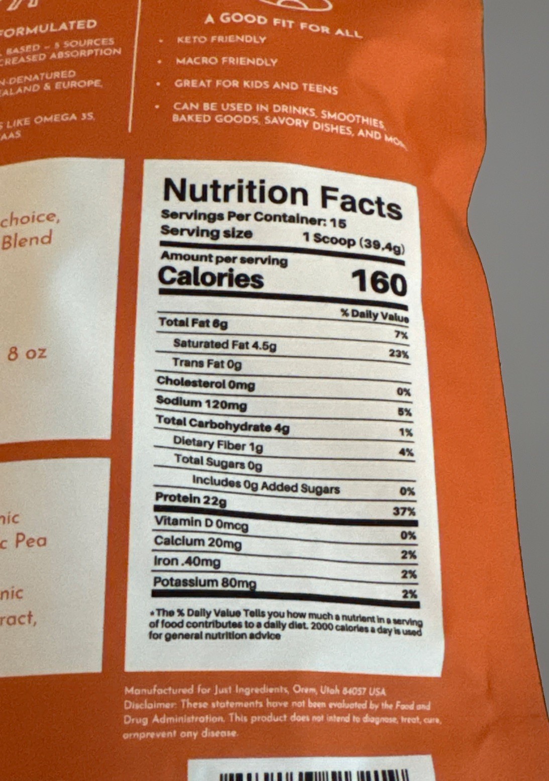 Just Ingredients – Pumpkin spice Protein powder, 1.3 Lb (20.84 Oz)