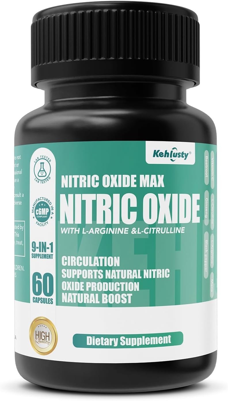 30-Day Nitric Oxide Booster Capsules with L-Arginine – Enhances Blood Flow