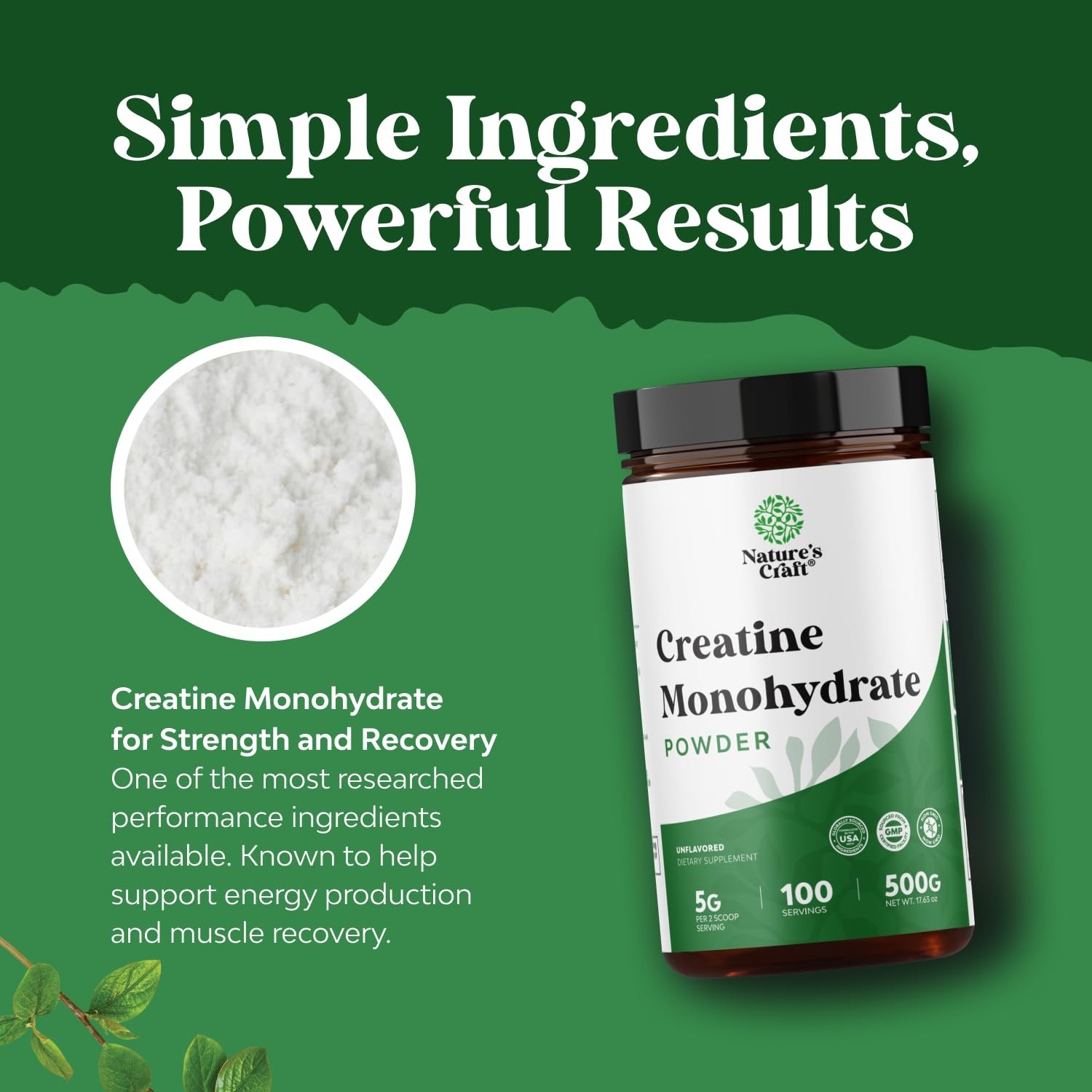 Pure Micronized Creatine Monohydrate Powder – Unflavored Muscle Growth & Recover