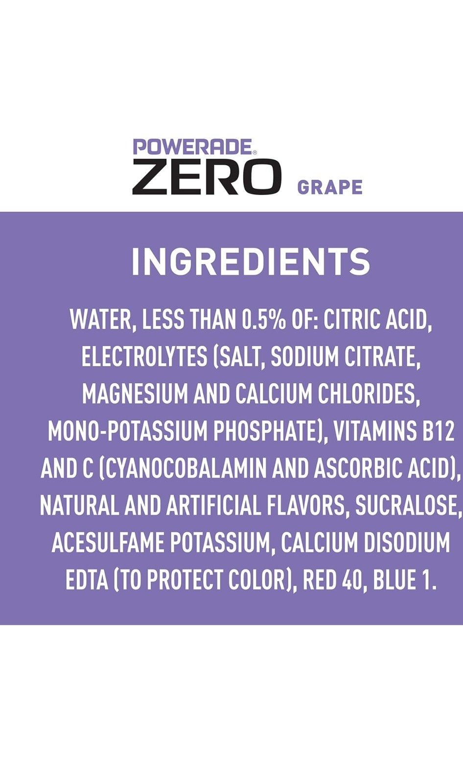 POWERADE ZERO Grape Bottled Electrolyte Sports Drink, 20 fl oz, 8 Count