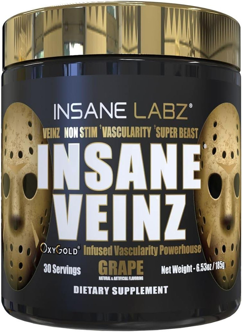 Insane Veinz Gold, Nitric Oxide Non Stimulant Pre Workout Powder, Loaded with Hy