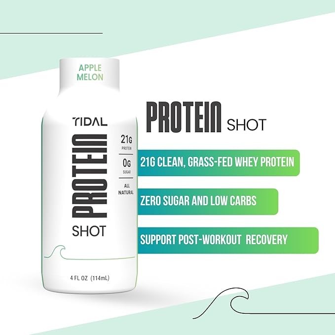 Tidal Protein Shot 4 fl oz (12 Pack) Liquid Protein Drink 21g