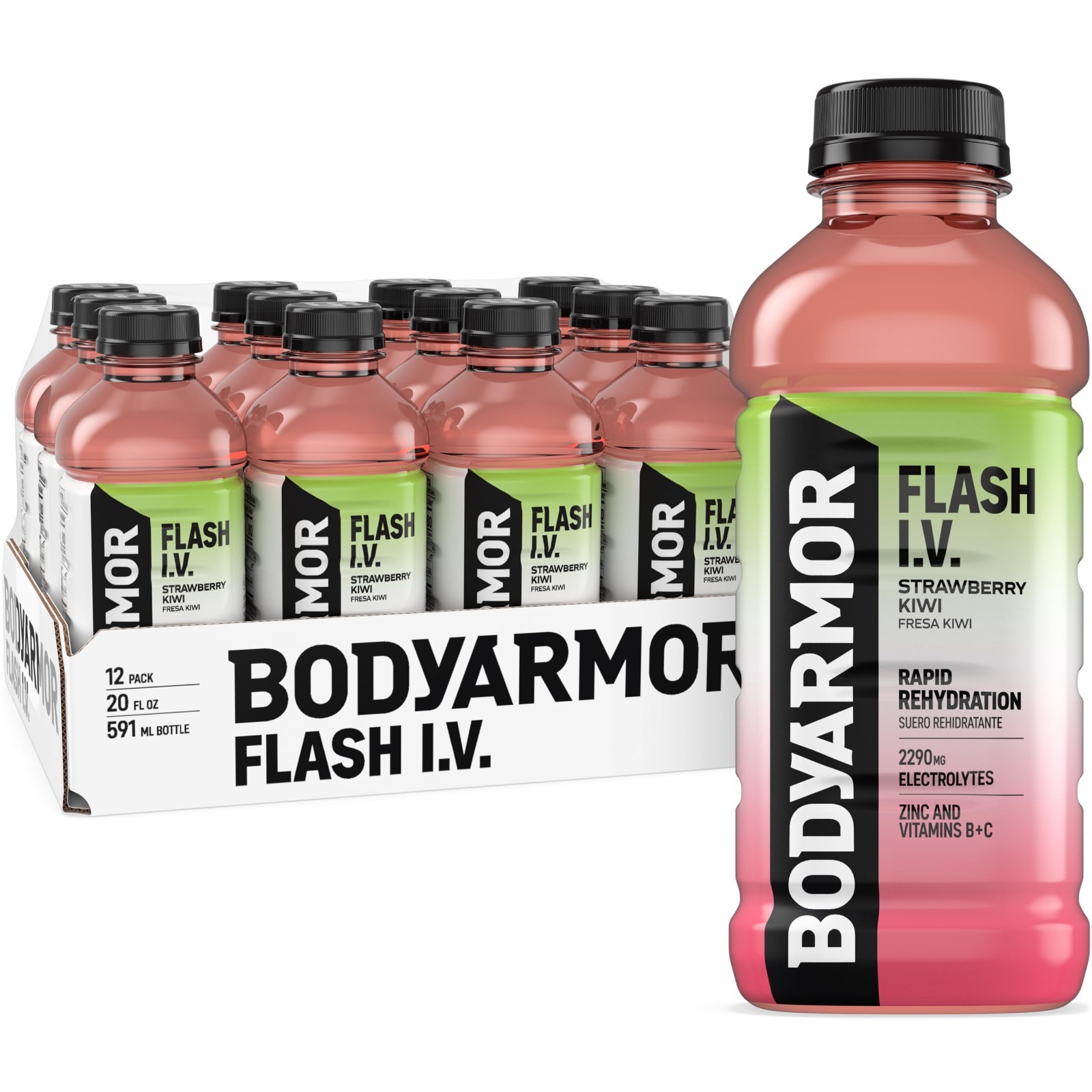 Electrolyte Hydration Drink, Strawberry Kiwi, Coconut Water, 20 Fl Oz, Pack of 1