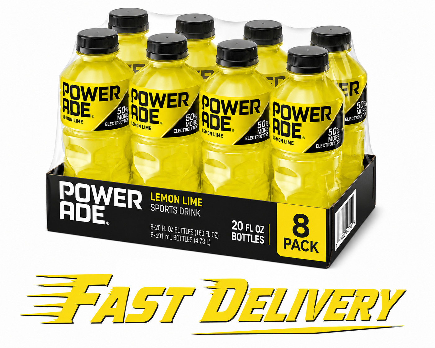 POWERADE Lemon Lime Electrolyte Sports Drink Bottles, 20 fl oz, (Pack of 8)