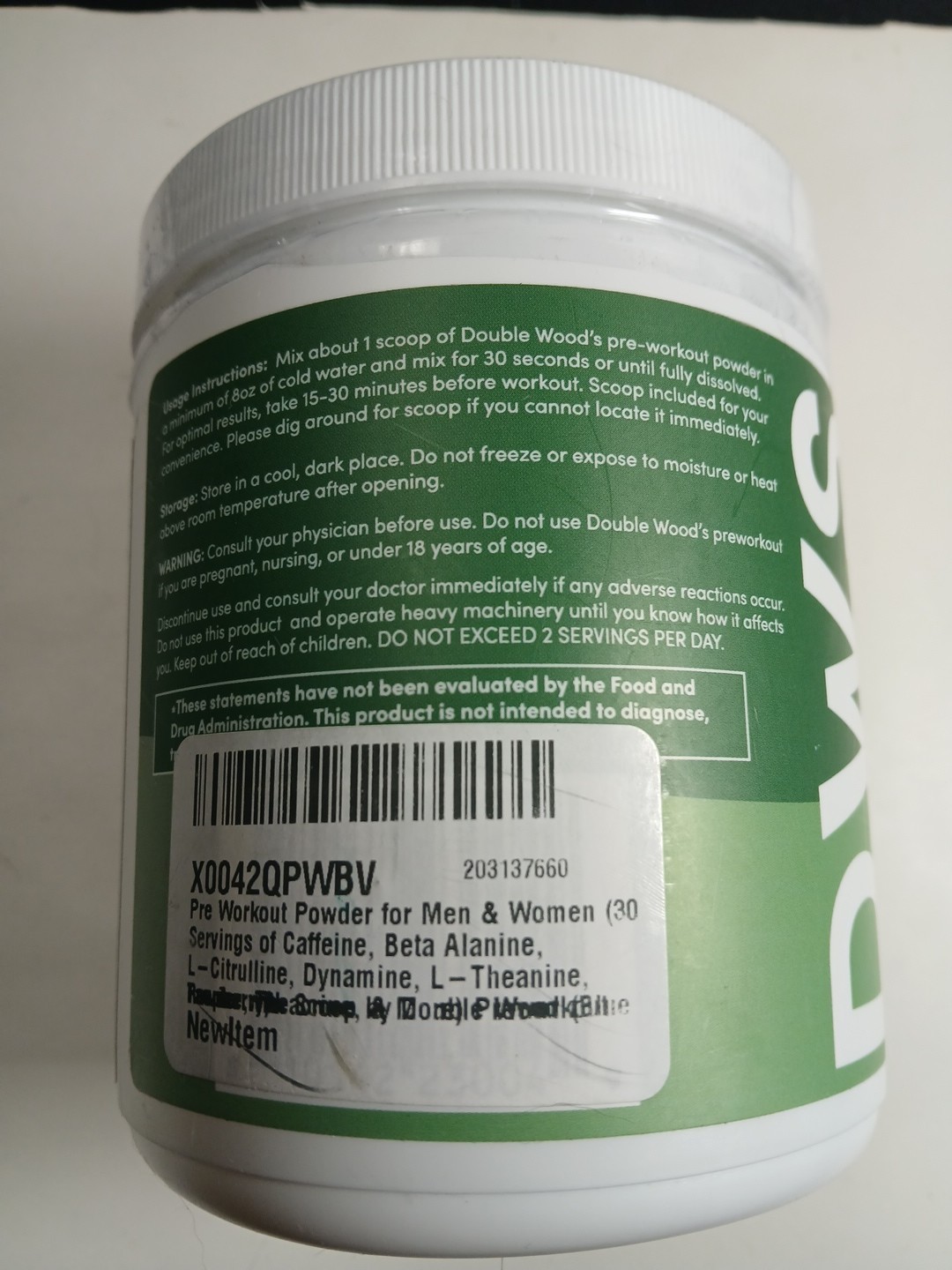 DWS Blue Rasberry 175mg Caffeine Pre Workout Powder for Men & Women Exp. 12/2027