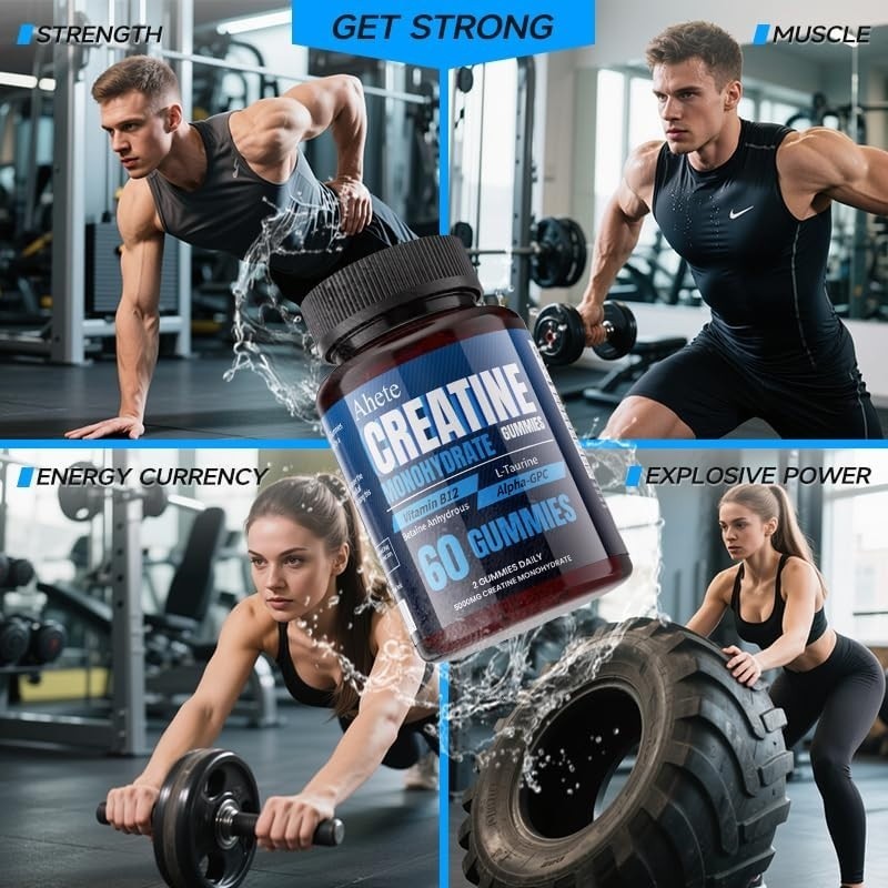 Creatine Monohydrate Gummies – 60 Gummies – 5000mg – Muscle Strength and Energy