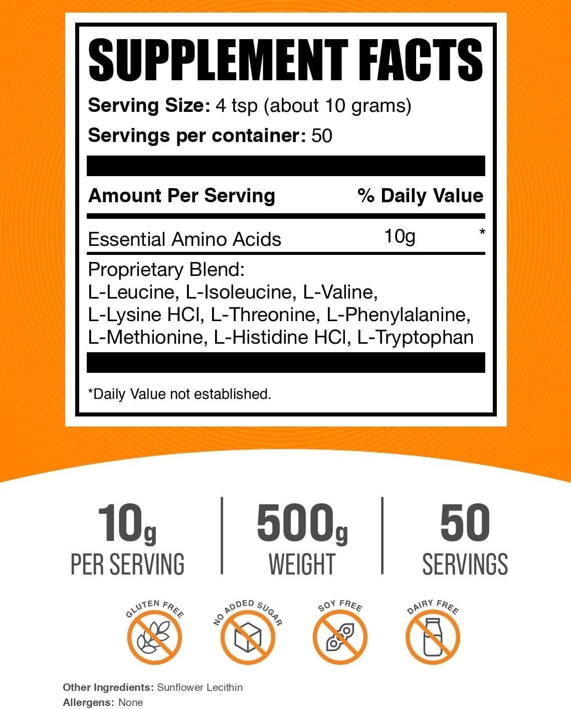 500g Essential Amino Acids Powder – 10g per Serving, Performance Boosting EAA