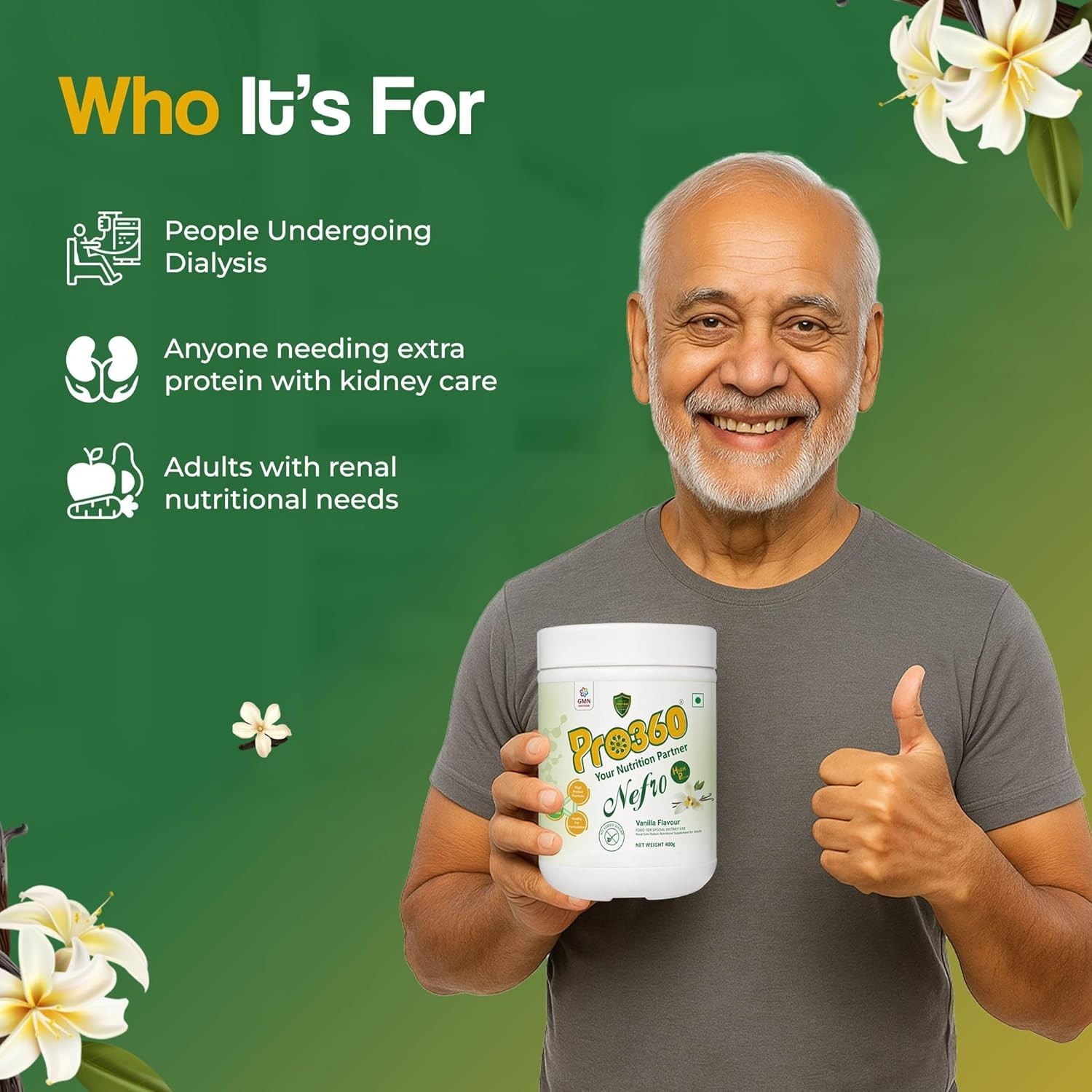 Pro360 Nefro HP Protein Vanilla Flavour Powder – 400 gm