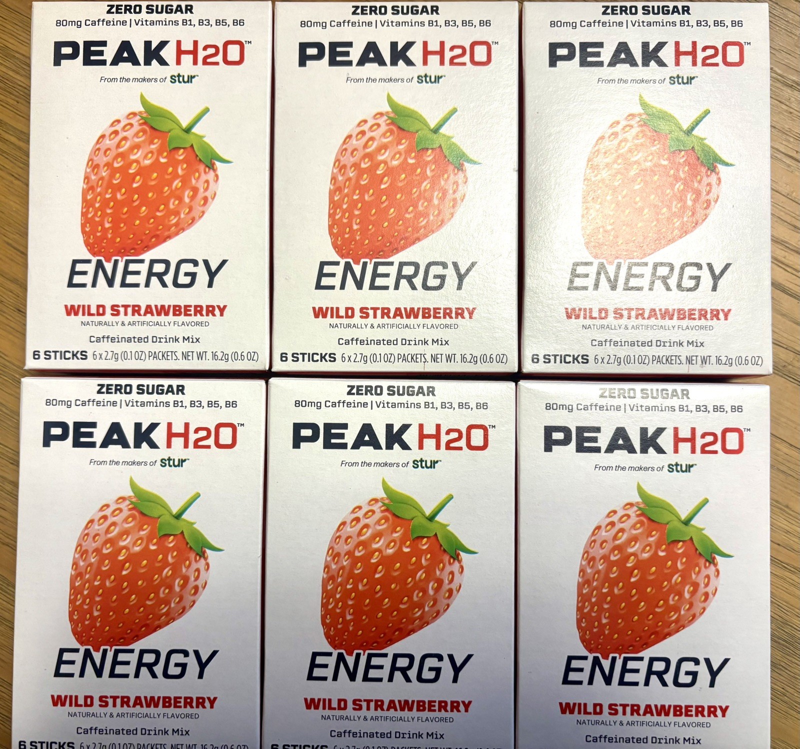 Lot Of 6 Peak H2O Energy Ice strawberry DrinkMix 36 Sticks 0 Sugar BB 27