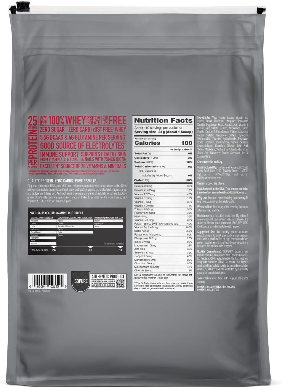 Nature’s Best Isopure Zero Carb Whey Protein Isolate 7.5lb NEW BAGS 4 Flavors