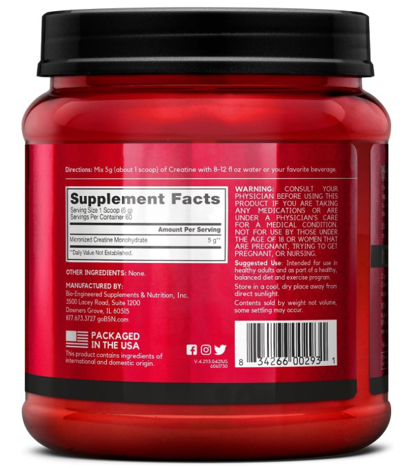 Creatine Monohydrate Powder, Unflavored Creatine Powder, Micronized, Supports