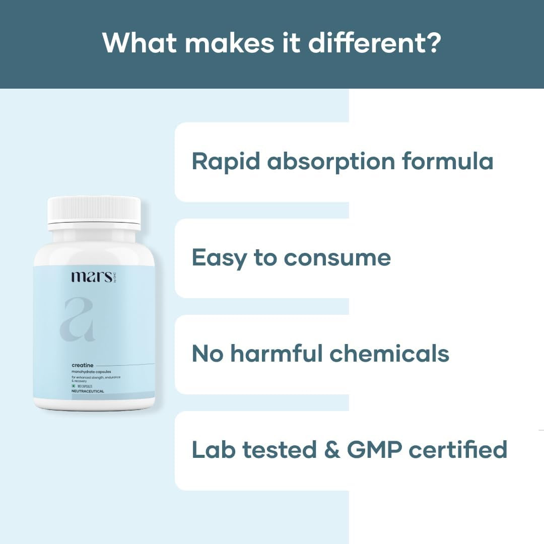 Mars Micronized Creatine Monohydrate Caps: Powered with Shilajit (120 N)