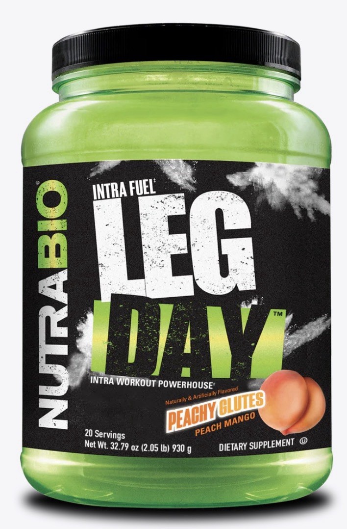 NutraBio Leg Day Intra Fuel Peach Mango Powder 32.79oz 20 Servings