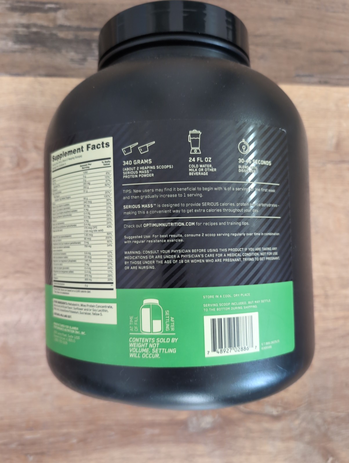 Optimum Nutrition Serious Mass Gainer Protein Powder, Banana, 6 lbs