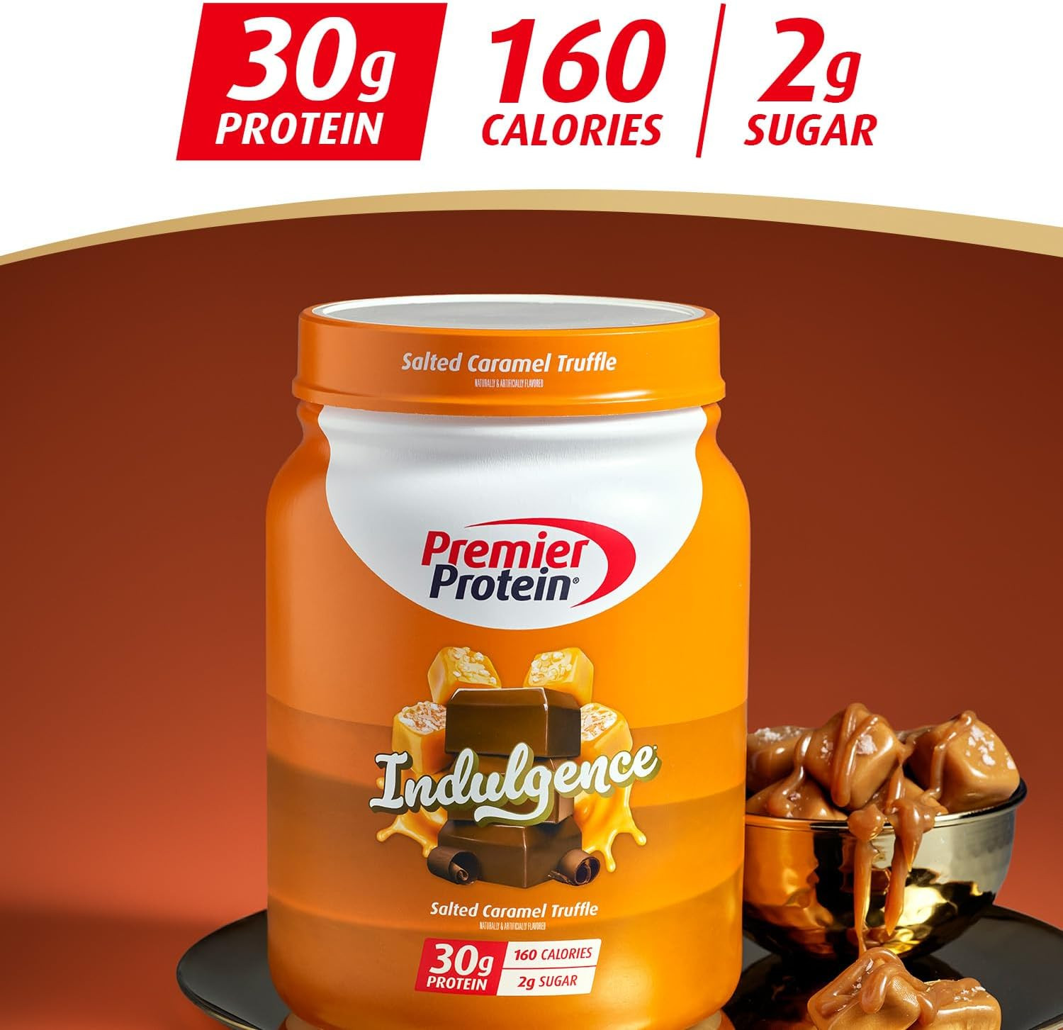 Premier Protein Indulgence Protein Powder, 30G Protein, 3G Sugar, Salted Caramel
