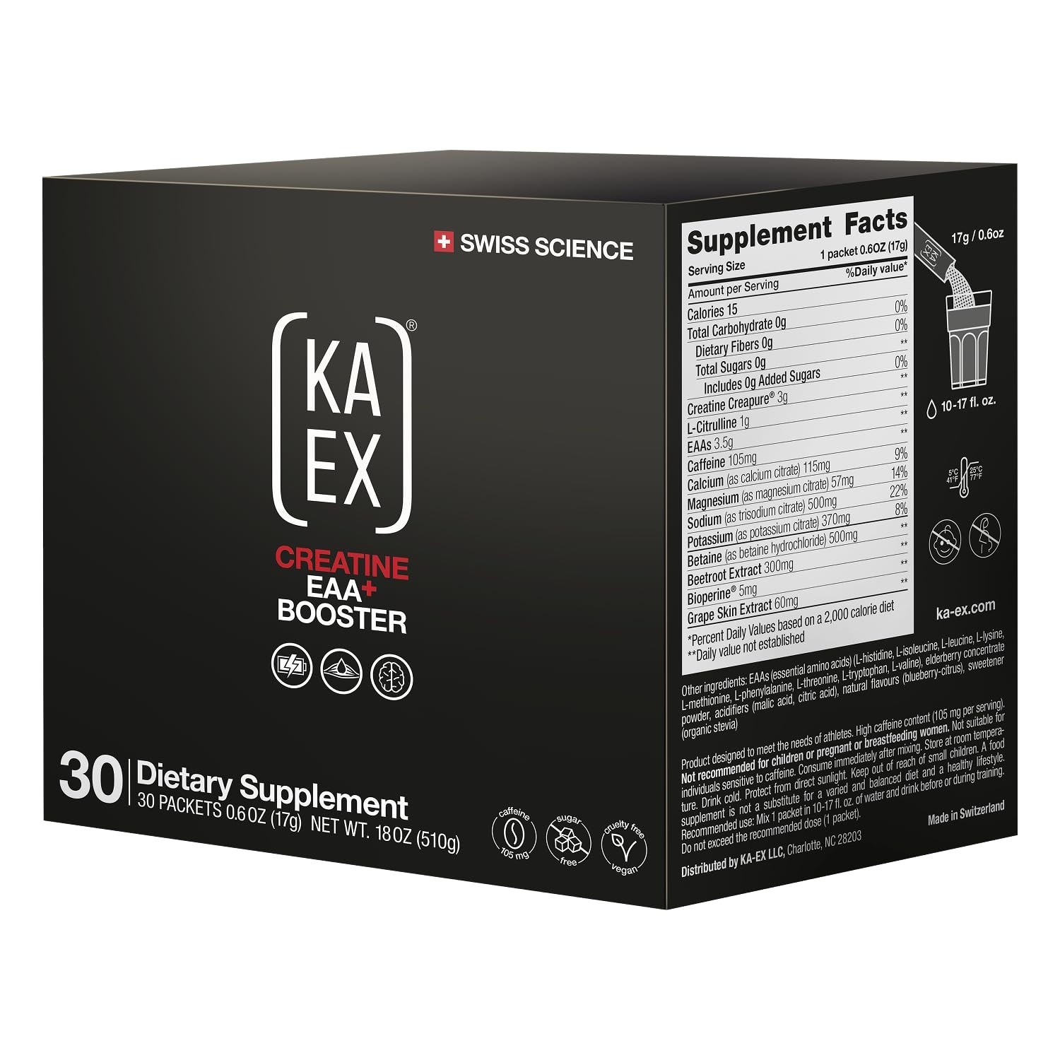 3-in-1 Creatine & EAA Booster Sport Drink Mix, Energy, Hydration, Performance, 3