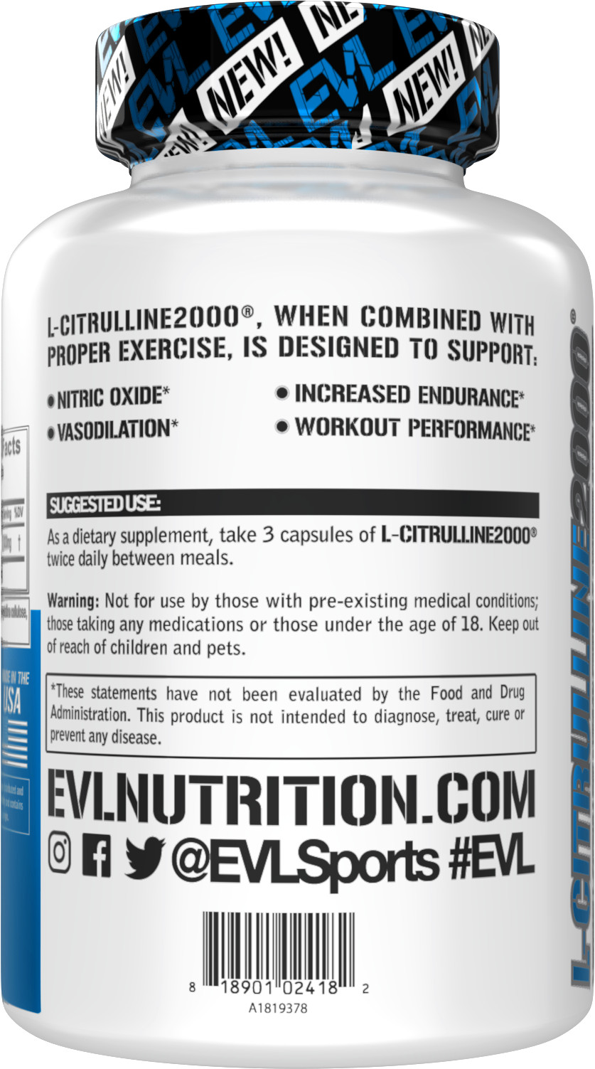 Evlution Nutrition L-Citrulline – Workout & Vasodilation Support – 30 Servings