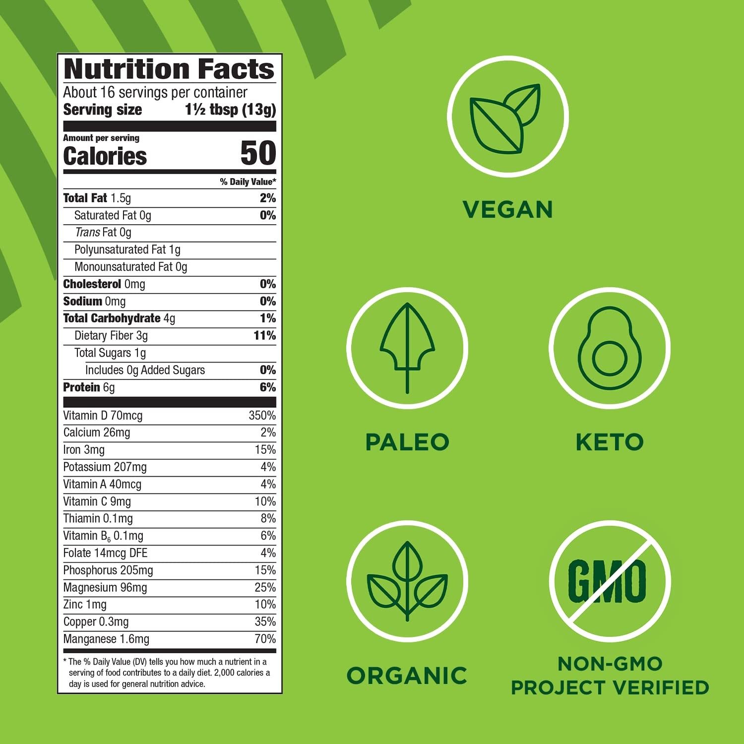 Manitoba Harvest Organic Hemp Supergreens Powder 7.5Oz Protein Fiber Superfood