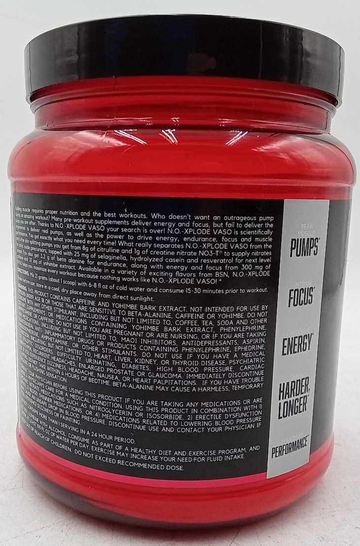 BSN NO XPLODE VASO The Ultimate Pump Pre-Workout Experience Exp 11/27