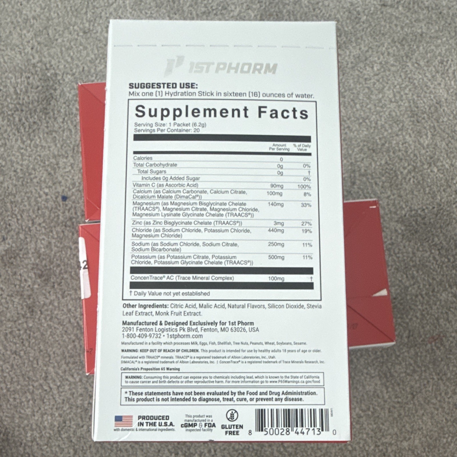 4: 1st Phorm Hydration Sticks Electrolyte Drink Mix Strawberry 20 ct Sugar-Free