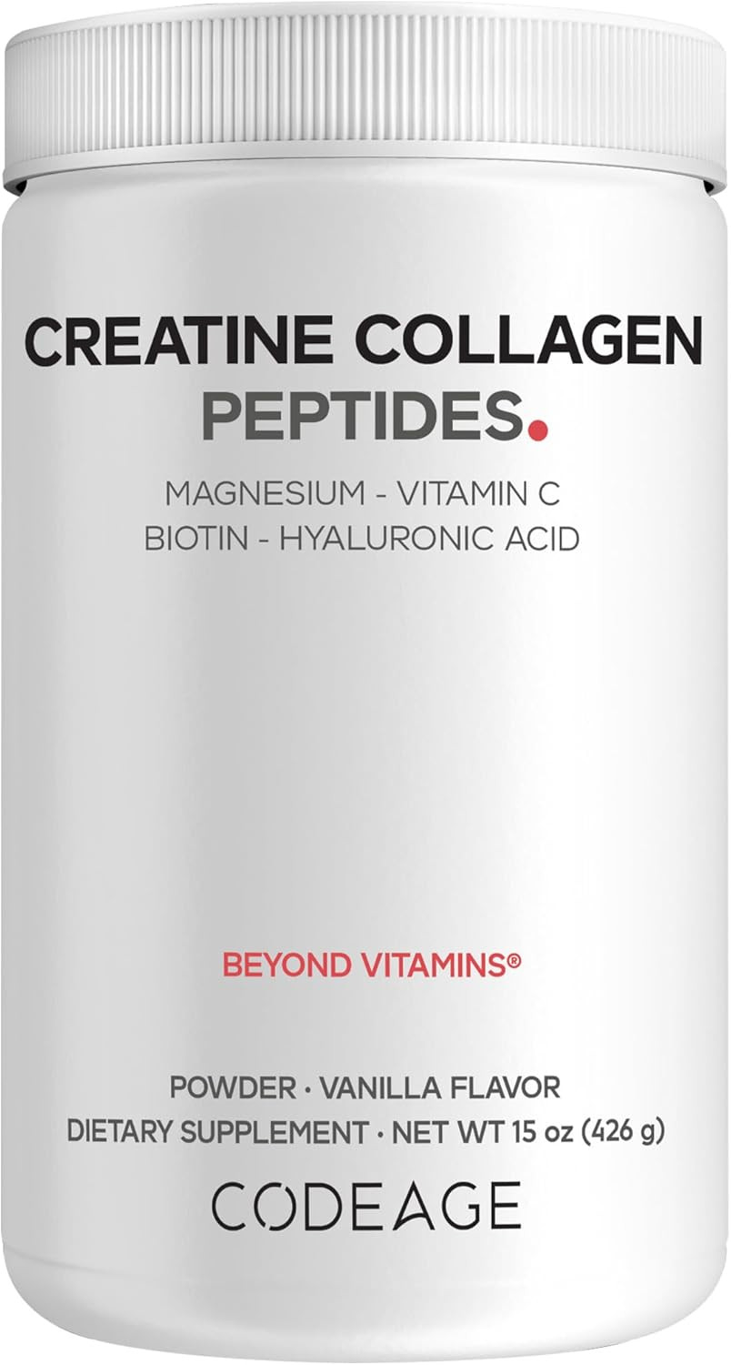 Codeage Creatine Collagen Peptides – Creatine Monohydrate Powder Supplement, Wil