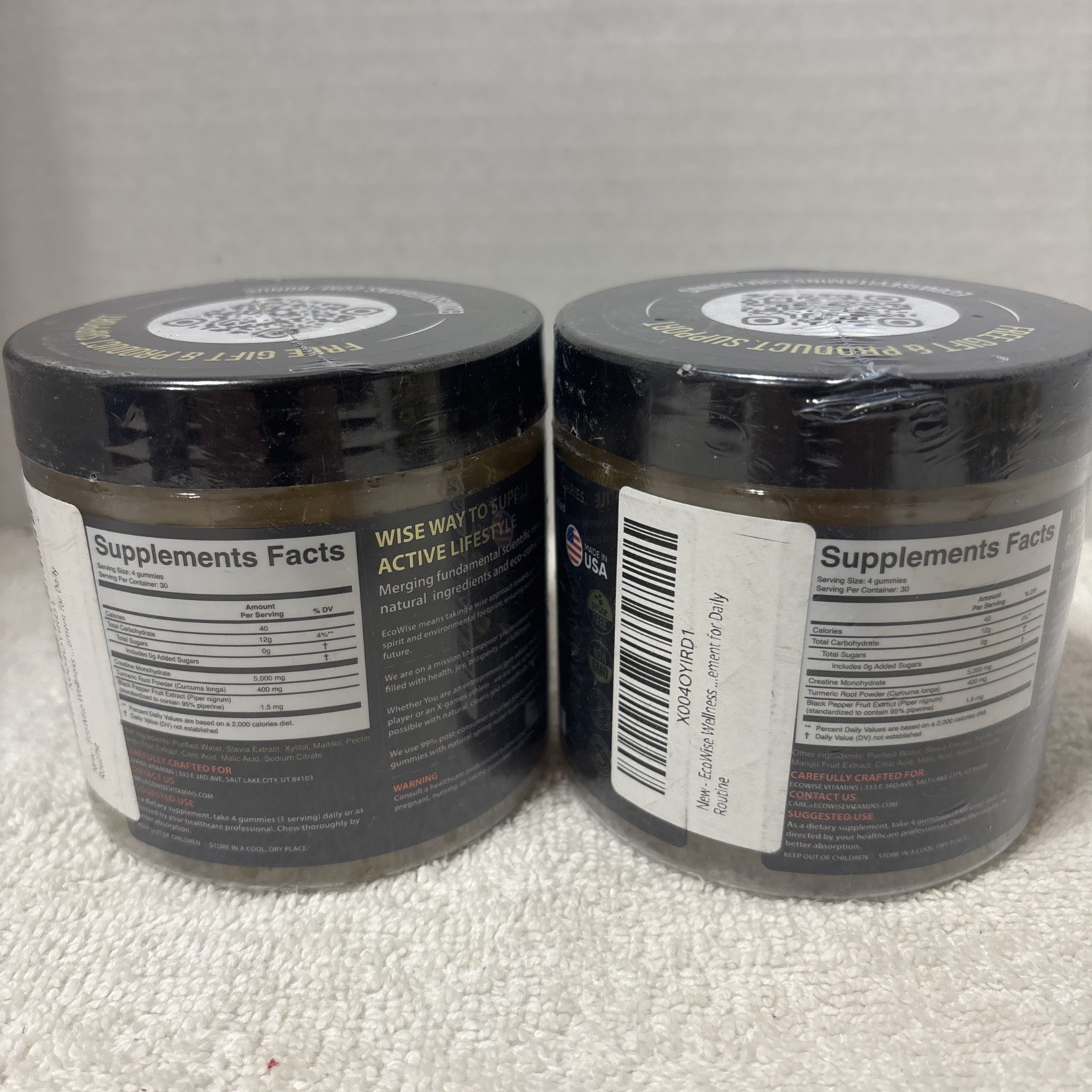 2 X ECOWISE Creatine Gummies,Muscle, Stamina, & Recovery,Sugar-Free-120ct 5K MG