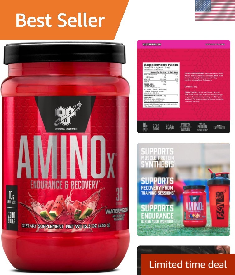 Amino X Muscle Recovery & Endurance Powder, BCAAs, 10 Grams of Amino Acids, K…