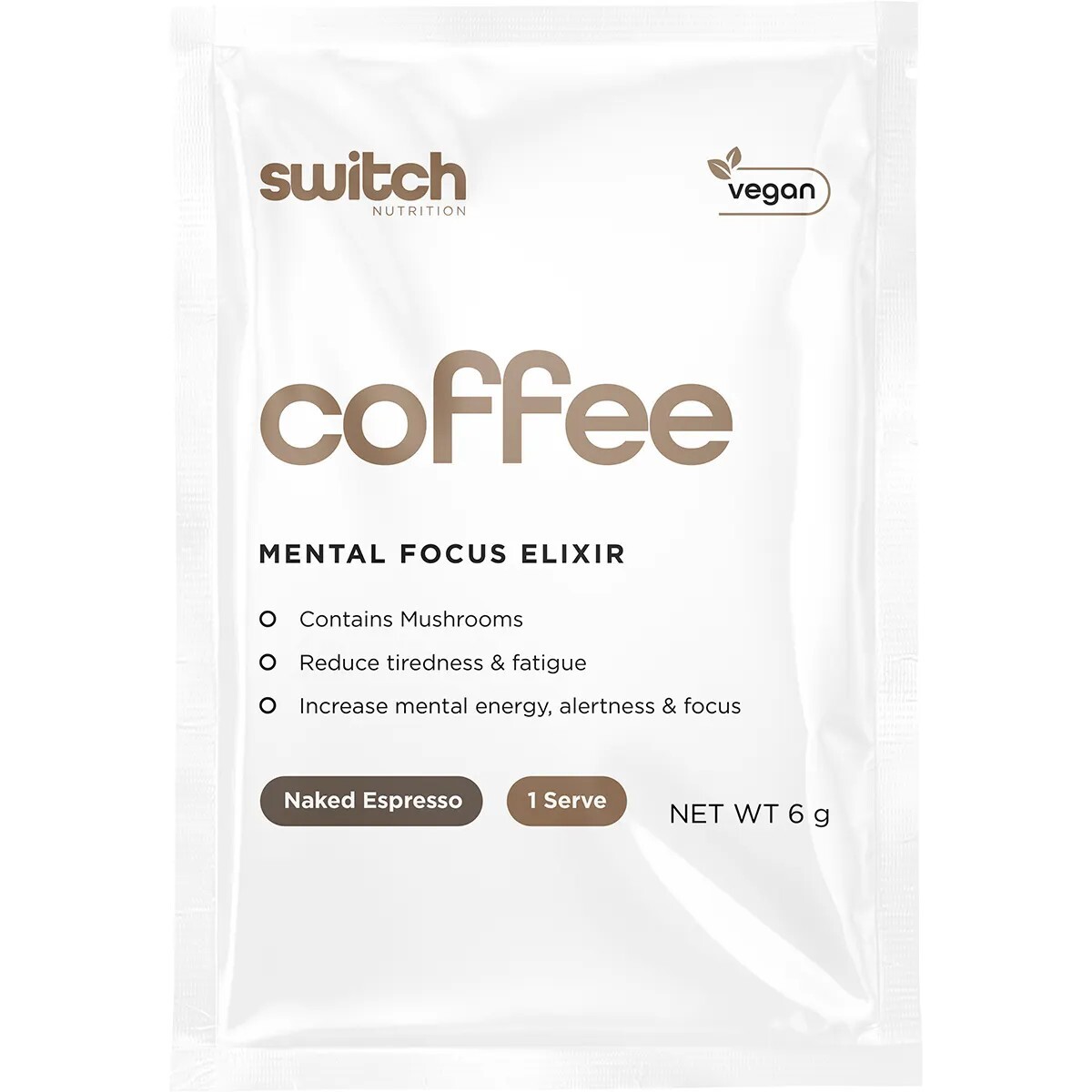 New Switch Nutrition Coffee Mental Focus Elixir Naked Espresso 25 Packs