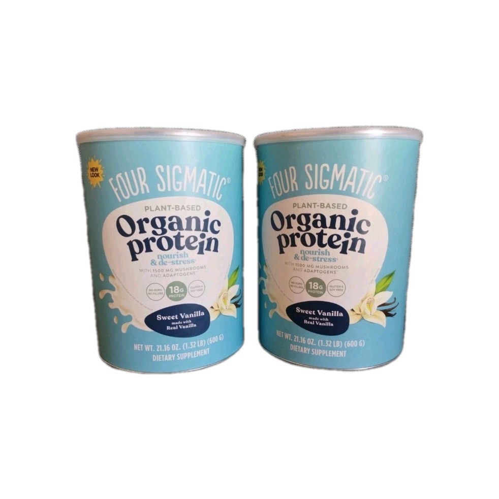 2 cans of Four Sigmatic Organic Vegan Protein Powder 07/30/2026