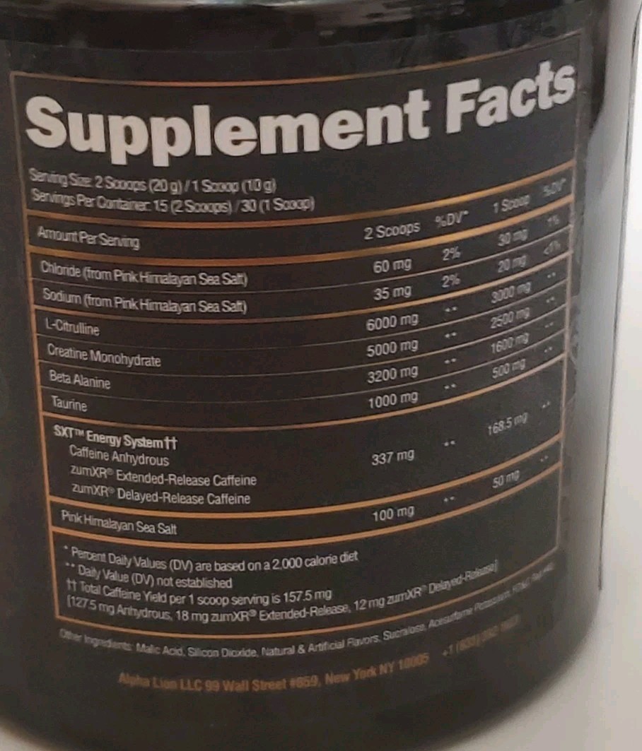 Alpha Lion Pre Workout Powder Energy Endurance Focus W/ Creatine & Beta Ataline