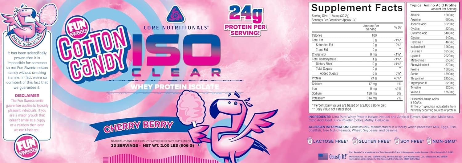 Core Nutritionals ISO Protein – 24gm Isolate Whey Protein- 2LBs – All Flavors